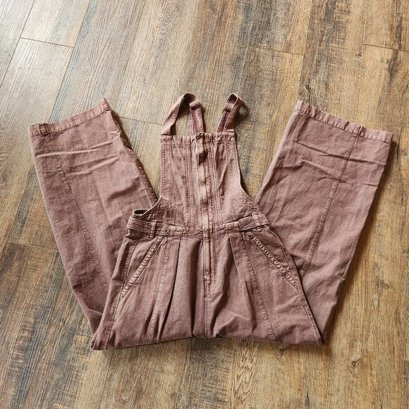 Free People Think About Me Overalls Size Small in Washed Mauve - Picture 3 of 9